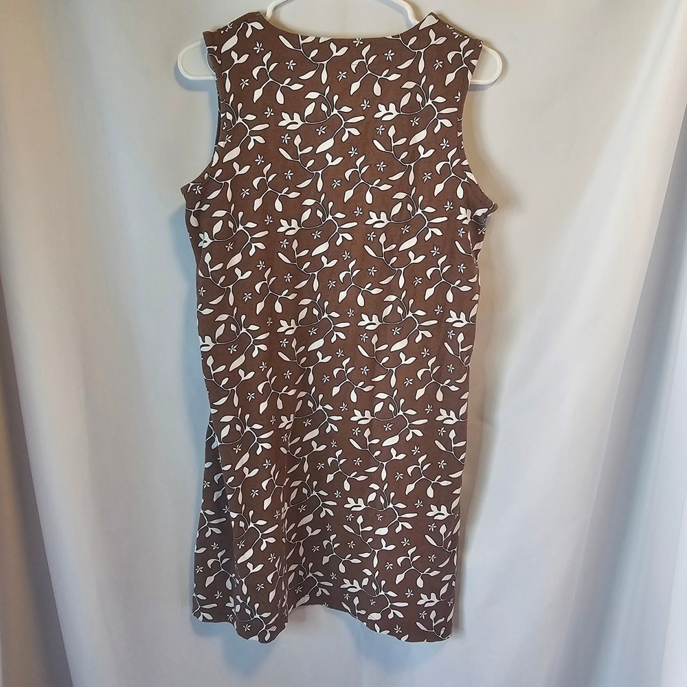 Lands End Sleeveless Tunic Dress M Petite Brown Floral Botanical Cottagecore - Picture 6 of 8
